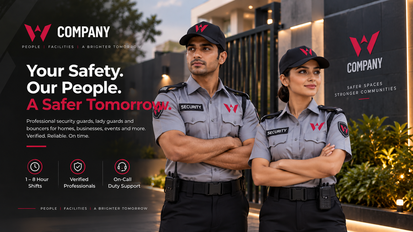 W COMPANY security guards — your safety, our people